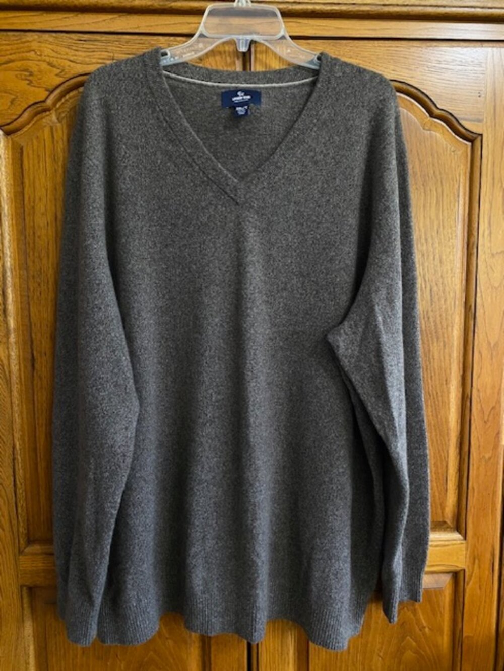 Lands' End Men's 100% Cashmere V-Neck Sweater 2XL Tall Brown Heather 50-52